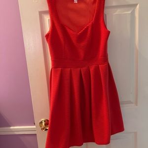 Coral ribbed semi formal dress